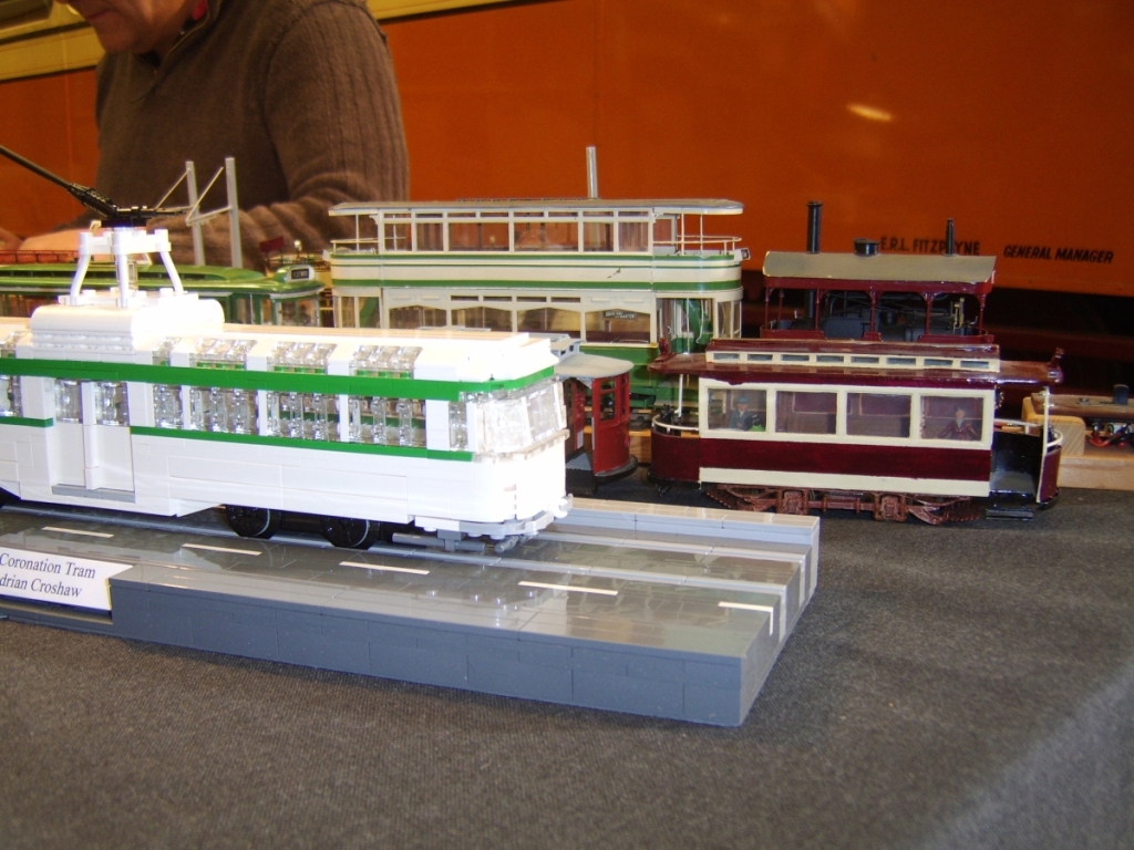 Tram models on display at Crich Tramway Village 2012