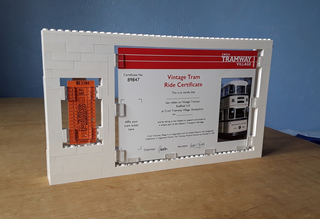Tram Ticket and Certificate Frame Built From LEGO Bricks